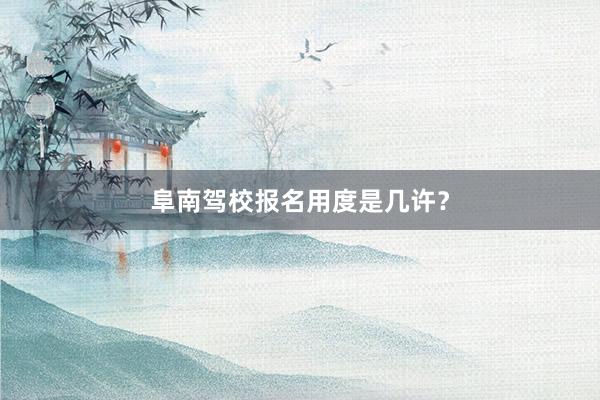 阜南驾校报名用度是几许？